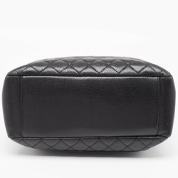 Pre Owned Chanel Black Quilted Caviar Leather GST Shopper Tote