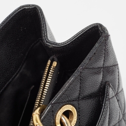 Pre Owned Chanel Black Quilted Caviar Leather GST Shopper Tote