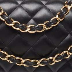 Pre Owned Chanel Black Quilted Leather Jumbo Classic Double Flap Bag