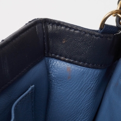 Pre Owned Chanel Navy Blue/Black Caviar Leather Medium CC Filigree Flap Bag