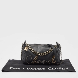 Pre Owned Chanel Black Leather Chain Signature Bag
