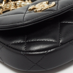 Chanel Black Quilted Leather Micro CC Pearl Embellished Bag