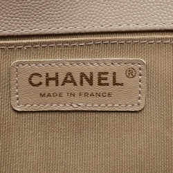 Pre Owned Chanel Beige Quilted Leather Medium Boy Flap Bag