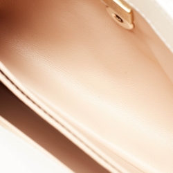 Pre Owned Chanel White Quilted Caviar Leather Mini Coco Top Handle Bag