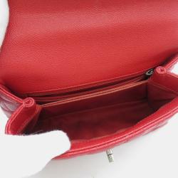 Chanel Red Leather XS Coco Handle Top Handle Bag