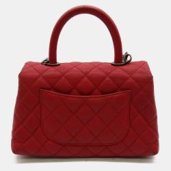 Chanel Red Leather XS Coco Handle Top Handle Bag