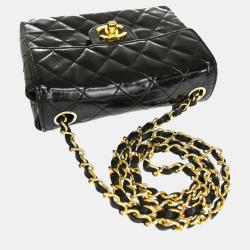 Chanel Black Lambskin Leather Mini Square Classic Double Flap Shoulder Bags