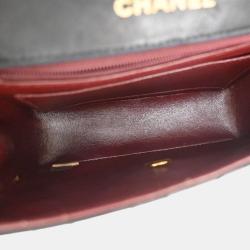 Chanel Black Lambskin Leather Mini Square Classic Double Flap Shoulder Bags