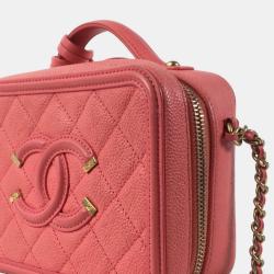 Chanel Pink Small Caviar CC Filigree Vanity Bag