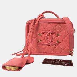 Chanel Pink Small Caviar CC Filigree Vanity Bag