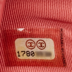 Pre Owned Chanel Orange Quilted Patent Leather CC Yen Continental Wallet