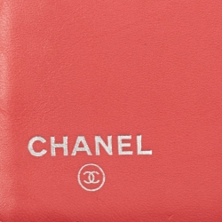 Pre Owned Chanel Orange Quilted Patent Leather CC Yen Continental Wallet