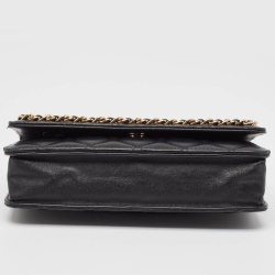 Pre Owned Chanel Black Quilted Leather Chain Around Wallet On Chain