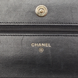 Pre Owned Chanel Black Quilted Leather Chain Around Wallet On Chain