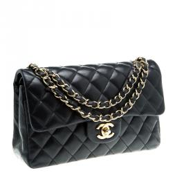 Pre Owned Chanel Black Quilted Leather Small Classic Double Flap Bag