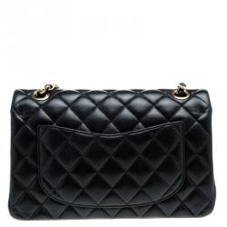 Pre Owned Chanel Black Quilted Leather Small Classic Double Flap Bag