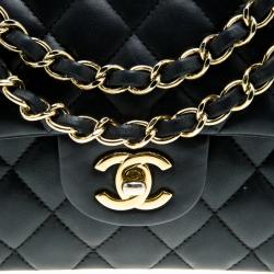Pre Owned Chanel Black Quilted Leather Small Classic Double Flap Bag