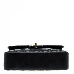 Pre Owned Chanel Black Quilted Leather Small Classic Double Flap Bag
