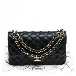 Pre Owned Chanel Black Quilted Leather Small Classic Double Flap Bag