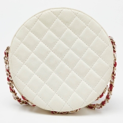 Chanel Red/White Leather Coco Lifesaver Round Crossbody Bag