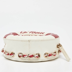 Chanel Red/White Leather Coco Lifesaver Round Crossbody Bag