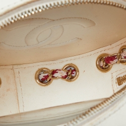 Pre Owned Chanel Red/White Leather Coco Lifesaver Round Crossbody Bag