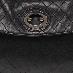 Pre Owned Chanel Black Quilted Leather Bijoux Ring Chain Hobo