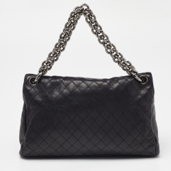 Pre Owned Chanel Black Quilted Leather Bijoux Ring Chain Hobo
