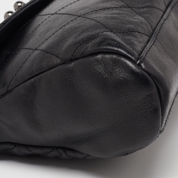Pre Owned Chanel Black Quilted Leather Bijoux Ring Chain Hobo