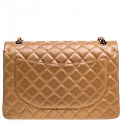 مملوكة مسبقًا Chanel Caramel Quilted Caviar Leather Maxi Classic Double Flap Bag