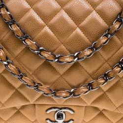 مملوكة مسبقًا Chanel Caramel Quilted Caviar Leather Maxi Classic Double Flap Bag