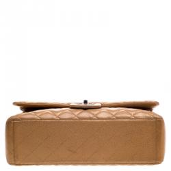 مملوكة مسبقًا Chanel Caramel Quilted Caviar Leather Maxi Classic Double Flap Bag