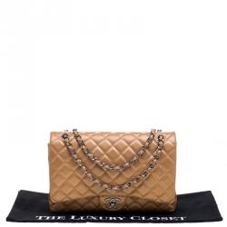 مملوكة مسبقًا Chanel Caramel Quilted Caviar Leather Maxi Classic Double Flap Bag