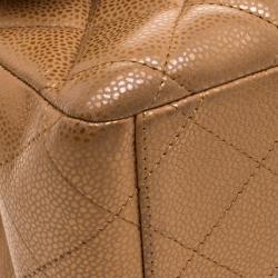 مملوكة مسبقًا Chanel Caramel Quilted Caviar Leather Maxi Classic Double Flap Bag