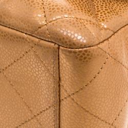 مملوكة مسبقًا Chanel Caramel Quilted Caviar Leather Maxi Classic Double Flap Bag