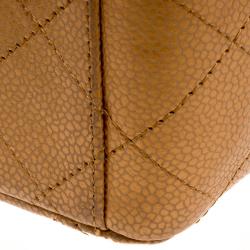 مملوكة مسبقًا Chanel Caramel Quilted Caviar Leather Maxi Classic Double Flap Bag