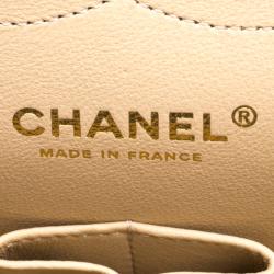 Pre Owned Chanel Beige Quilted Leather Jumbo Classic Double Flap Bag