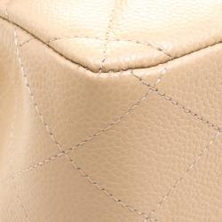 Pre Owned Chanel Beige Quilted Leather Jumbo Classic Double Flap Bag