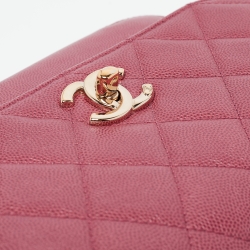 Pre Owned Chanel Punch Pink Caviar Leather Business Affinity Chain Flap Bag
