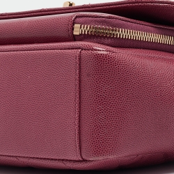 Pre Owned Chanel Punch Pink Caviar Leather Business Affinity Chain Flap Bag