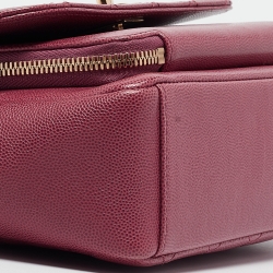 Pre Owned Chanel Punch Pink Caviar Leather Business Affinity Chain Flap Bag