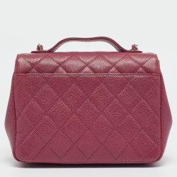 Pre Owned Chanel Punch Pink Caviar Leather Business Affinity Chain Flap Bag