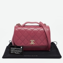 Pre Owned Chanel Punch Pink Caviar Leather Business Affinity Chain Flap Bag