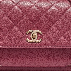 Pre Owned Chanel Punch Pink Caviar Leather Business Affinity Chain Flap Bag