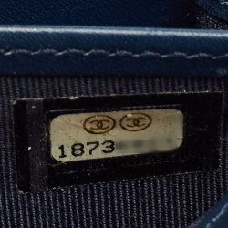 Pre Owned Chanel Navy Blue Quilted Patent Leather Continental Wallet