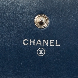 Pre Owned Chanel Navy Blue Quilted Patent Leather Continental Wallet