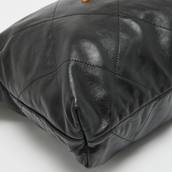 Pre Owned Chanel Black Quilted Leather Medium 22 Hobo