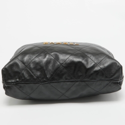 Pre Owned Chanel Black Quilted Leather Medium 22 Hobo