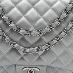 Chanel Grey Quilted Leather Maxi Classic Double Flap Bag