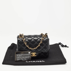 Pre Owned Chanel Black Quilted Leather Mini Square Classic Flap Bag